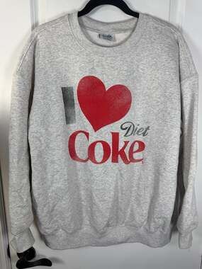 Ripple Junction Coca-Cola Diet Coke Heart Graphic Crewneck Sweatshirt Gray